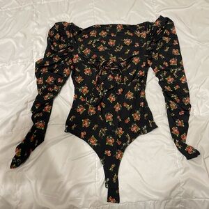 Afrm Black Long Sleeve Bodysuit